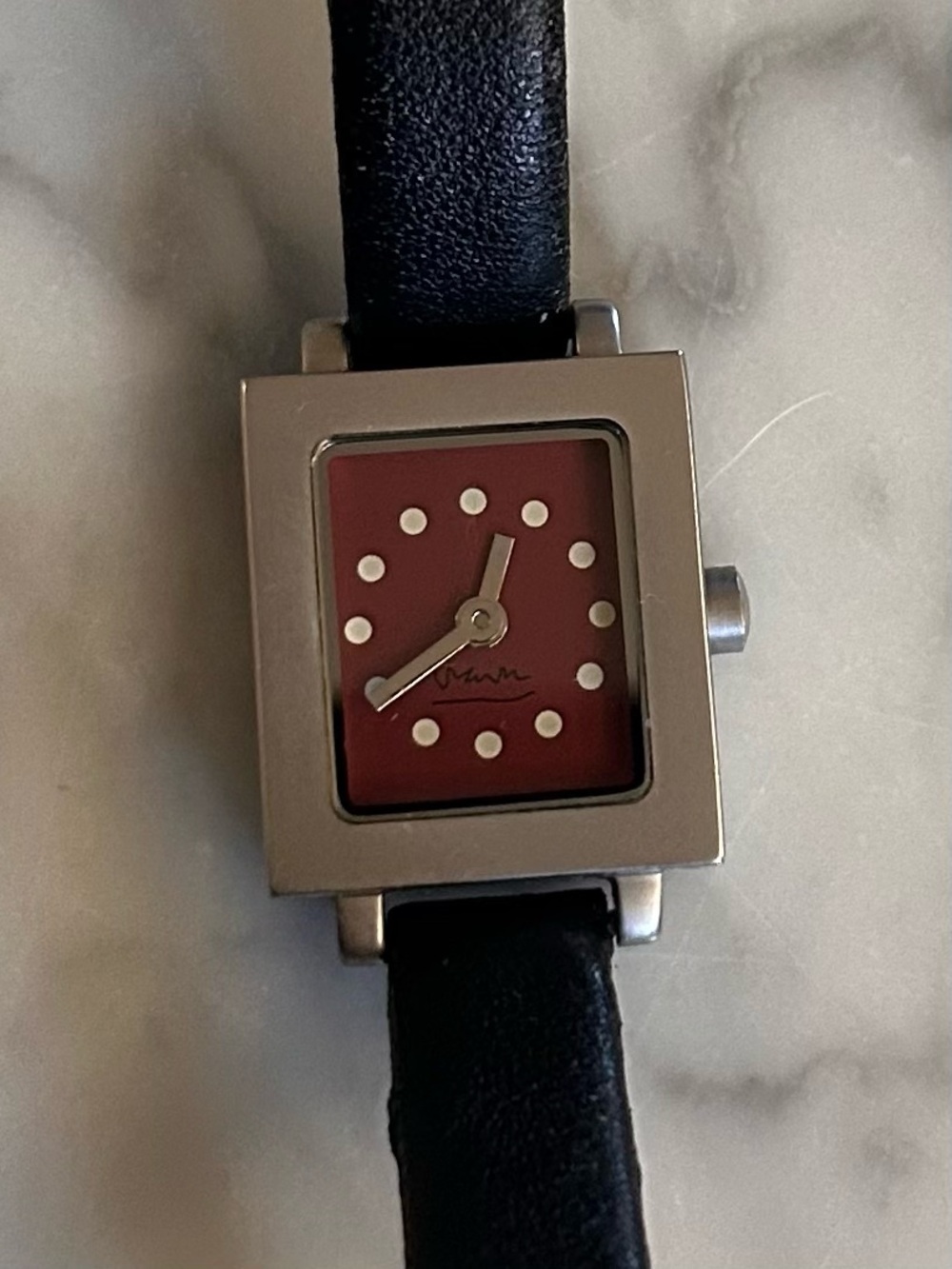 Michael Graves Shenandoah Women’s Red Dial Watch with Black Leather Strap